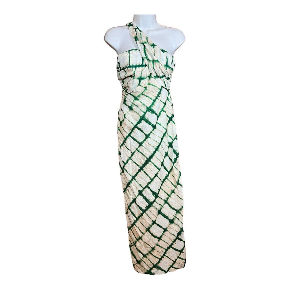 ZARA Woman Printed Midi Dress Green and White ECRU | 2957/406 Size S